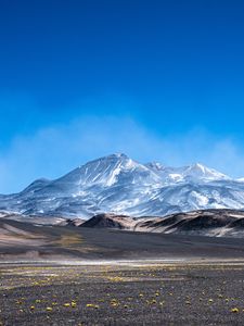 Preview wallpaper mountains, field, flowers, foothills, landscape