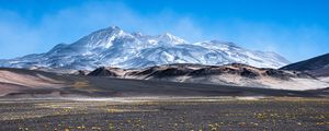 Preview wallpaper mountains, field, flowers, foothills, landscape