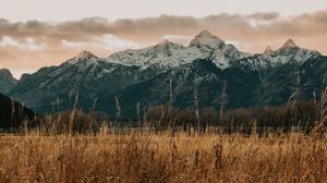 Preview wallpaper mountains, field, grass, landscape, nature