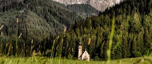 Preview wallpaper mountains, field, structure, grass, italy