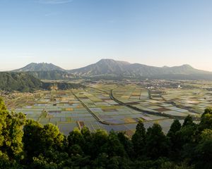 Preview wallpaper mountains, fields, lines, nature