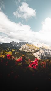 Preview wallpaper mountains, flowers, clouds, peaks, height