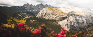 Preview wallpaper mountains, flowers, clouds, peaks, height