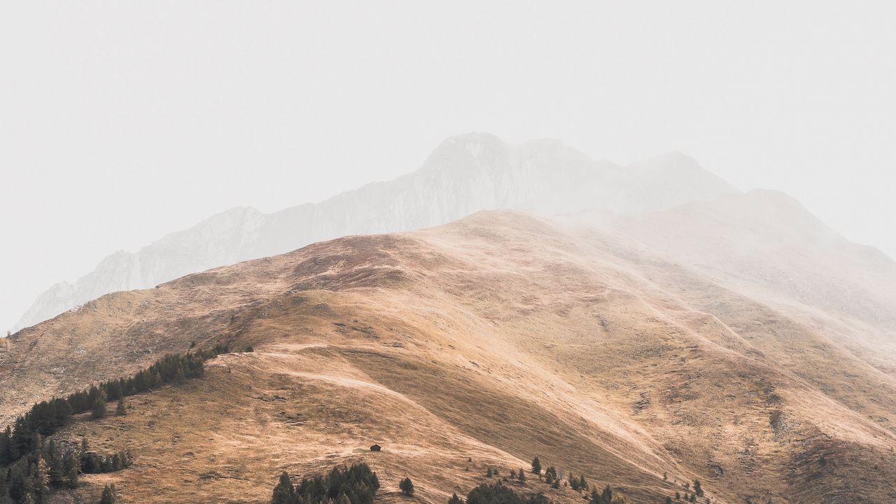 Wallpaper mountains, fog, aerial view, nature, landscape