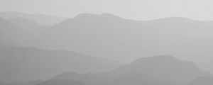 Preview wallpaper mountains, fog, bw, nature