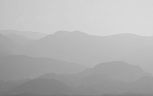 Preview wallpaper mountains, fog, bw, nature