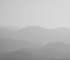 Preview wallpaper mountains, fog, bw, nature