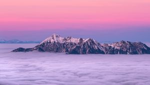 Preview wallpaper mountains, fog, clouds, peaks