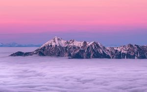 Preview wallpaper mountains, fog, clouds, peaks