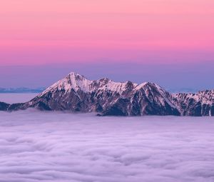 Preview wallpaper mountains, fog, clouds, peaks