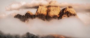 Preview wallpaper mountains, fog, clouds, monte pelmo, dolomites, italy