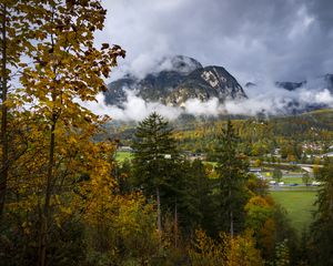 Preview wallpaper mountains, fog, clouds, trees, nature