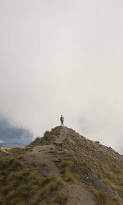 Preview wallpaper mountains, fog, clouds, loneliness, freedom