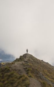 Preview wallpaper mountains, fog, clouds, loneliness, freedom