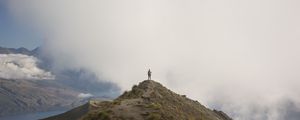 Preview wallpaper mountains, fog, clouds, loneliness, freedom