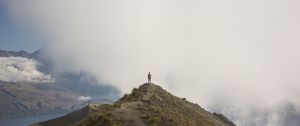 Preview wallpaper mountains, fog, clouds, loneliness, freedom