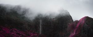 Preview wallpaper mountains, fog, clouds, trees, vegetation, landscape