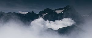 Preview wallpaper mountains, fog, clouds, peaks, height