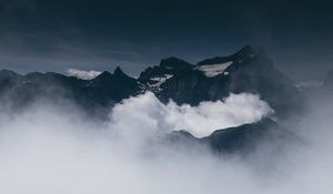 Preview wallpaper mountains, fog, clouds, peaks, height