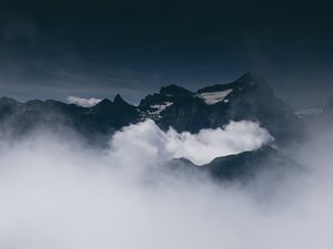 Preview wallpaper mountains, fog, clouds, peaks, height