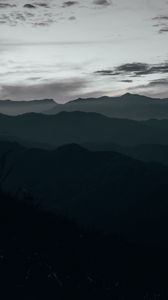 Preview wallpaper mountains, fog, dusk, dark, landscape