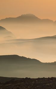 Preview wallpaper mountains, fog, dusk, landscape