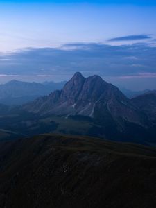 Preview wallpaper mountains, fog, dusk, mountain range, landscape