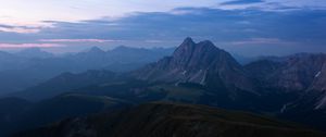 Preview wallpaper mountains, fog, dusk, mountain range, landscape