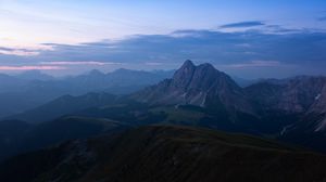 Preview wallpaper mountains, fog, dusk, mountain range, landscape