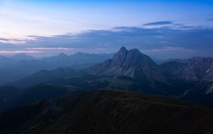 Preview wallpaper mountains, fog, dusk, mountain range, landscape