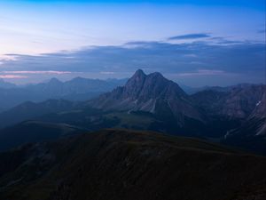 Preview wallpaper mountains, fog, dusk, mountain range, landscape