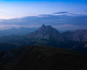 Preview wallpaper mountains, fog, dusk, mountain range, landscape