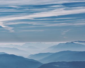 Preview wallpaper mountains, fog, haze, clouds, landscape