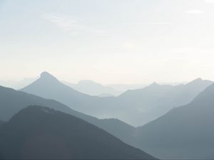 Preview wallpaper mountains, fog, haze, landscape, nature