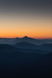 Preview wallpaper mountains, fog, horizon, outlines, silhouettes, italy