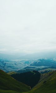 Preview wallpaper mountains, fog, landscape, mountain range, height