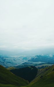 Preview wallpaper mountains, fog, landscape, mountain range, height