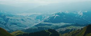 Preview wallpaper mountains, fog, landscape, mountain range, height