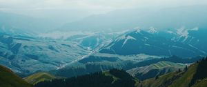 Preview wallpaper mountains, fog, landscape, mountain range, height