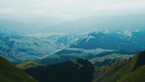 Preview wallpaper mountains, fog, landscape, mountain range, height