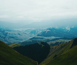 Preview wallpaper mountains, fog, landscape, mountain range, height