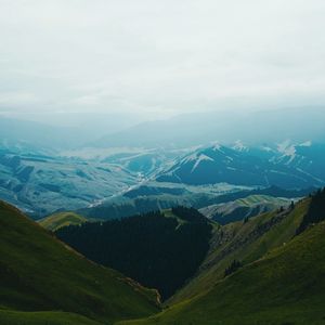 Preview wallpaper mountains, fog, landscape, mountain range, height