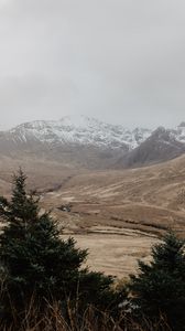 Preview wallpaper mountains, fog, landscape, peaks, snowy