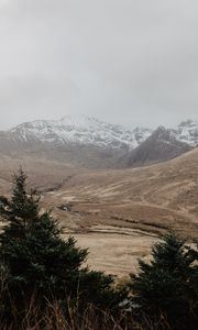 Preview wallpaper mountains, fog, landscape, peaks, snowy