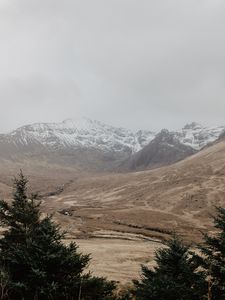 Preview wallpaper mountains, fog, landscape, peaks, snowy