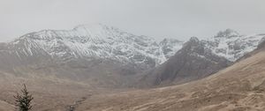 Preview wallpaper mountains, fog, landscape, peaks, snowy