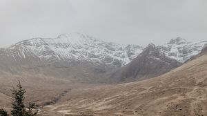 Preview wallpaper mountains, fog, landscape, peaks, snowy