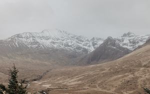 Preview wallpaper mountains, fog, landscape, peaks, snowy