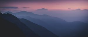 Preview wallpaper mountains, fog, night, dark, trees, slopes
