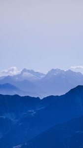 Preview wallpaper mountains, fog, peak, sky, blue